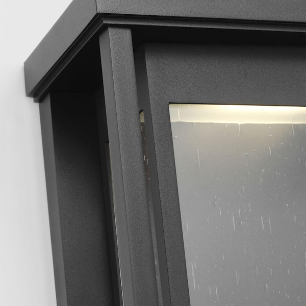 Generation Lighting - Faywood 26 in. W x 10 in. H Textured Black Outdoor Hardwired Integrated LED Wall Lantern Sconce with No Bulbs Included