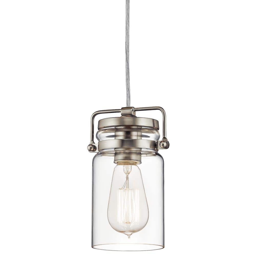 Brushed Nickel Mini Pendant with Clear Glass Shade