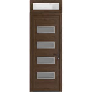 32 in. x 94 in. Left-hand/Inswing Frosted Glass Walnut Steel Prehung Front Door with Hardware