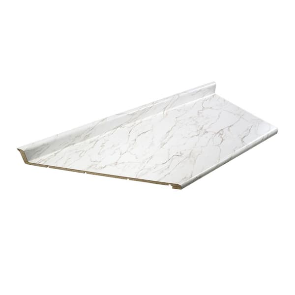 Hampton Bay 6 ft. Left Miter Laminate Countertop with Waterfall Edge I/B in Textured Anzio Marble/Fine Velvet Texture