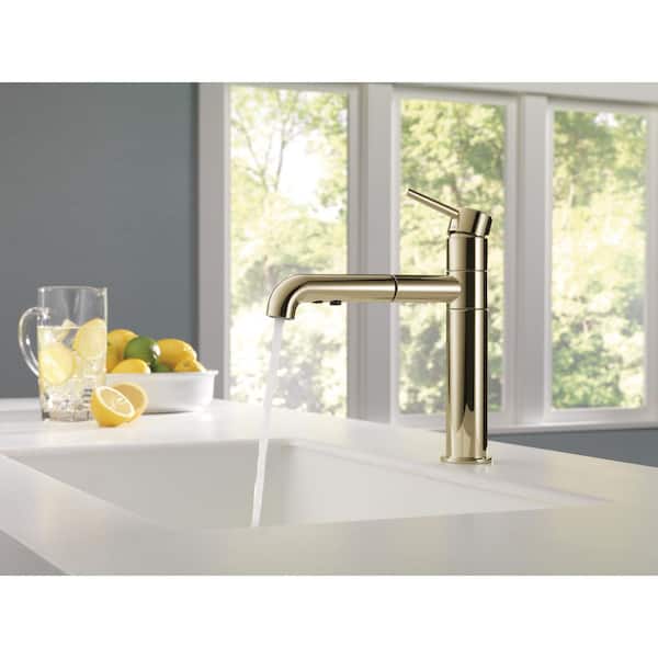 Delta Trinsic Polished Nickel 12.64 in. H Pull Out Sprayer Kitchen