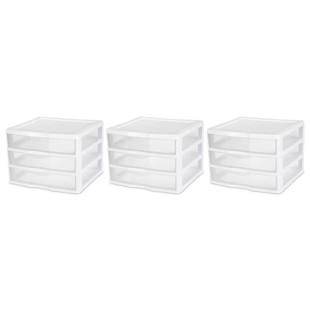 Sterilite Wide Portable Countertop 3-Drawer Desktop Storage Unit (3 ...