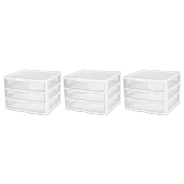 Sterilite Wide Portable Countertop 3-Drawer Desktop Storage Unit (3-Pack)