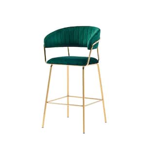 Tristan Gold Plated with Green Velour Bar Chairs (Set of 2)