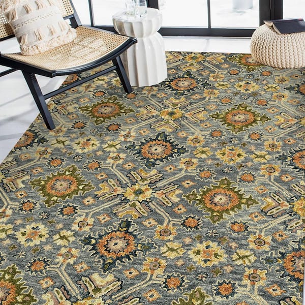 Jackson 5 x 8 Gray Traditional Pattern Area Rug for High Traffic Living Room Dining Room Bedroom