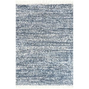 Brooke Shag Tasseled Light Blue 5 ft. x 8 ft. Area Rug