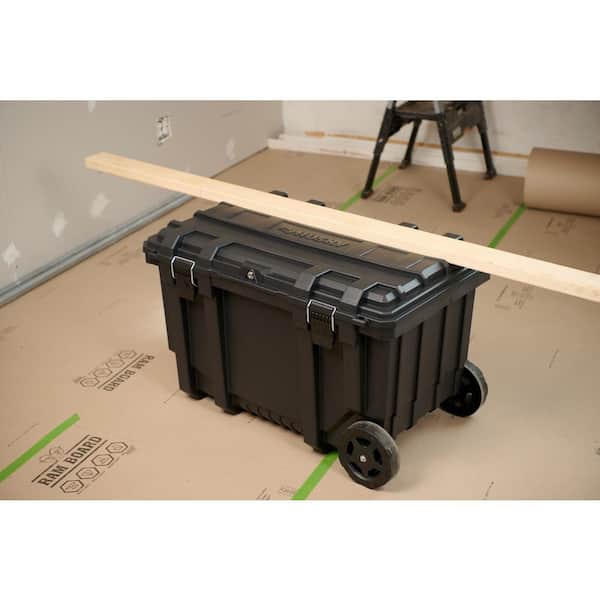 50 Gal Black Rolling Plastic Storage Tote with Pull Handle- Set of 2 - HART  Tools