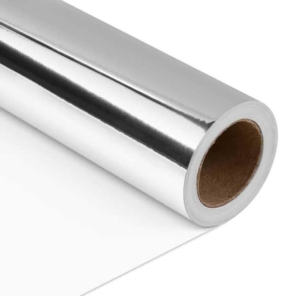Metallic Wrapping Paper 17.5 in. X 32.8 ft. Silver Solid Color Gift Wrap for Wedding Valentine's Day Birthday Christmas