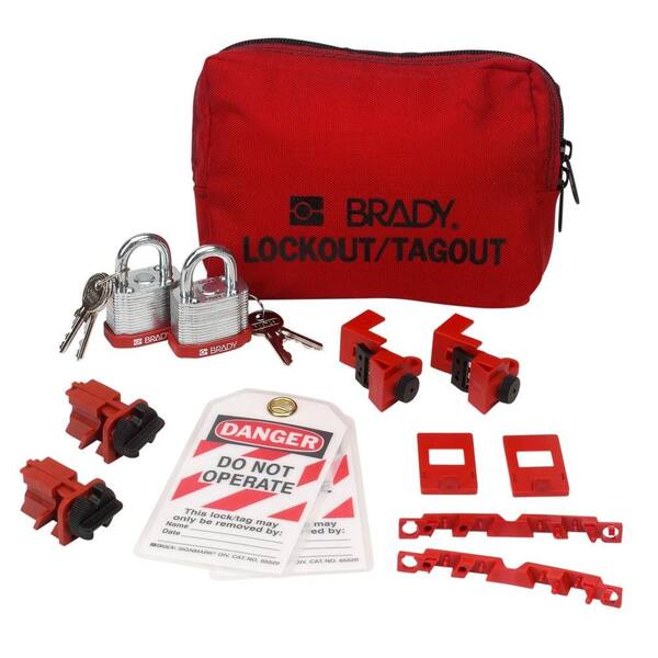 Brady 120/277-Volt Breaker Lockout Pouch with Steel Padlocks and Tags