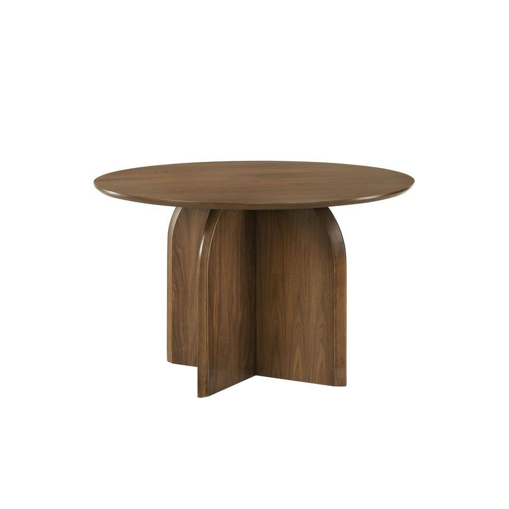 Delmon Round Dark Walnut Wood 47 in. Trestle Base Dining Table Seats 6 price history on PriceWatchPro