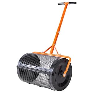 Compost Spreader, 24 in. Wide Peat Moss Spreader with T Shaped Handle, 3 Heights Adjustable, for Planting Seeding