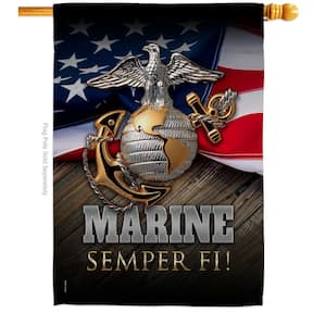 28 in. x 40 in. Marine Semper Fi House Flag Double-Sided Armed Forces Decorative Vertical Flags
