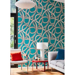 Blue Calix Turquoise Twisted Geo Wallpaper