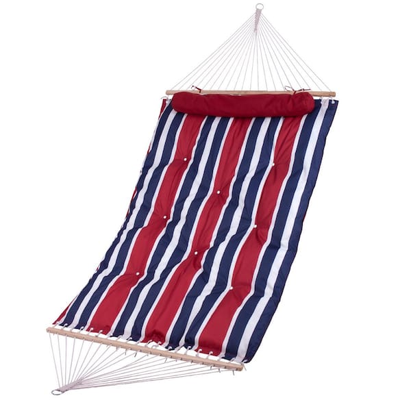 BACKYARD EXPRESSIONS PATIO · HOME · GARDEN 80 in. x 55 in. Extra Padded Reversible Quilted Hammock in Red, White, and Blue