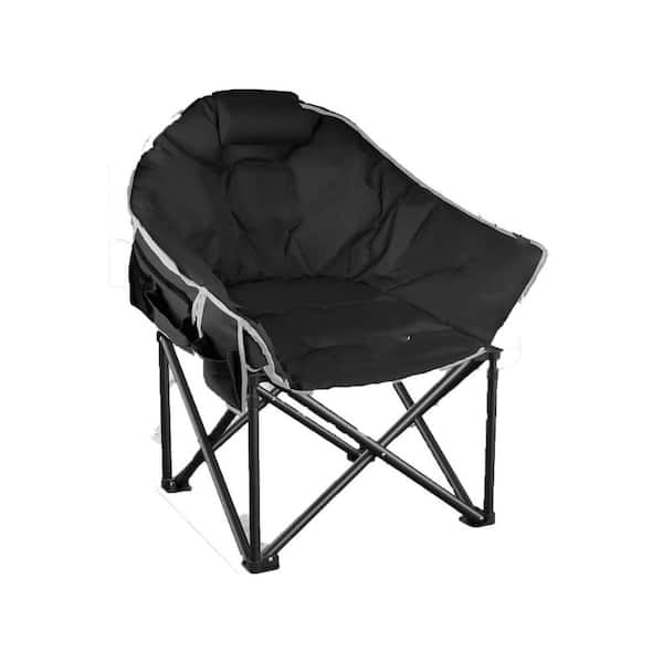 Justincity Black Heated Camping Chair with Dual Heating Zones and 3-Levels, Oversized Heated Chair with 20000-MAH Battery