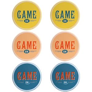 Game On 6-Piece Stoneware Coaster Set in Multi Assorted Colors
