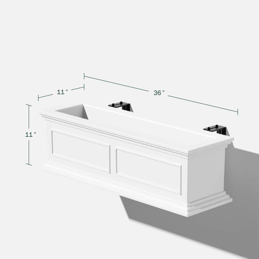 White 36" Recycled Plastic Railing Window Box Planter