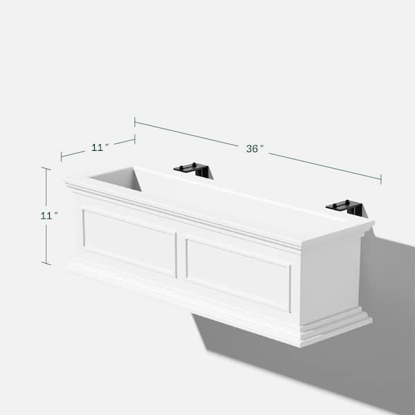 Veradek Brixton Railing Window Box 36 inch Plastic Planter - White