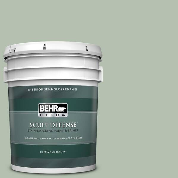 BEHR ULTRA 5 gal. #N400-3 Flagstaff Green Extra Durable Semi-Gloss Enamel Interior Paint & Primer