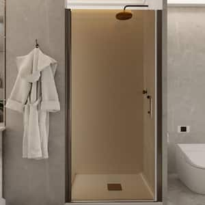 36 to 37-3/8 in. W x 72 in. H Pivot Frameless Shower Door in Bronze with 1/4 in. (6 mm) Tempered Tinted Glass