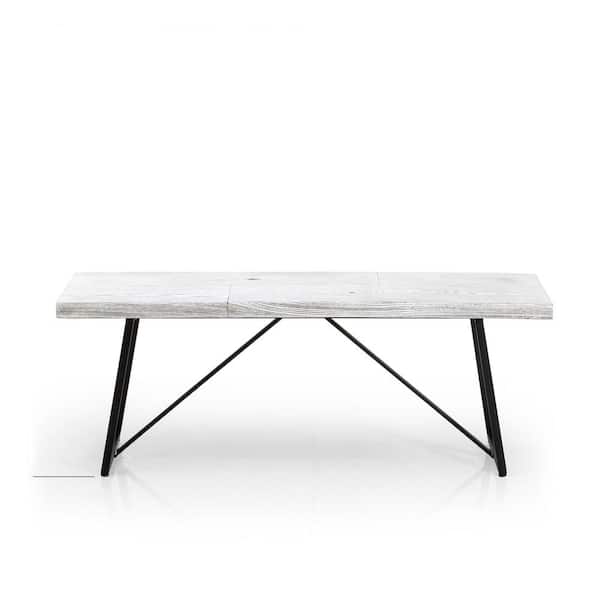 TIRAMISUBEST 16 in. D x 48 in. w x 18 in. H Indoor and Outdoor Stainless Steel Frame Bench in White