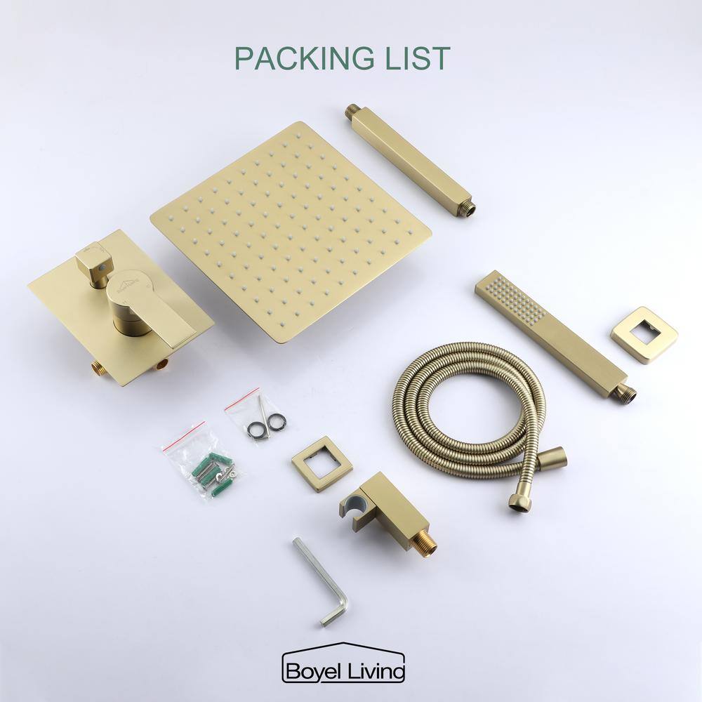 Brushed Gold Dual Square Ceiling Mount Rain Shower System