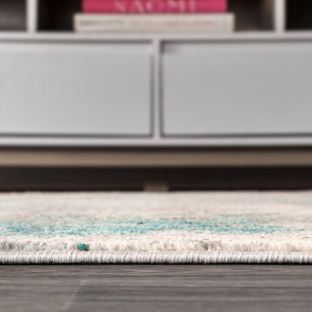 Serene Waters Abstract Cream/Blue Synthetic 3x5 Area Rug