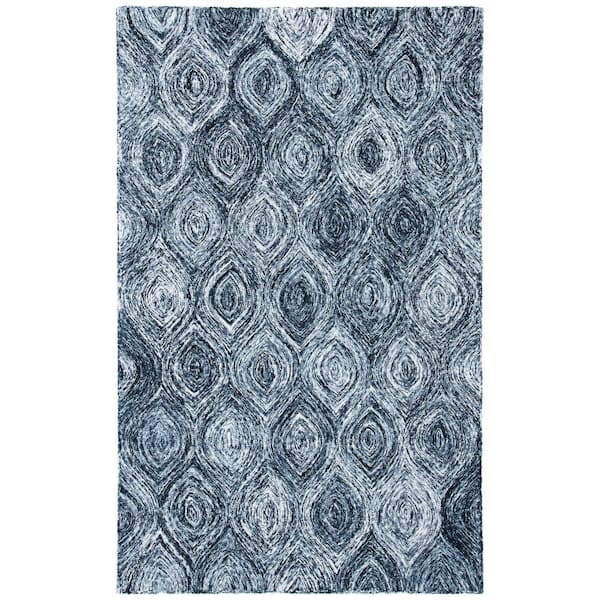 SAFAVIEH Ikat Grey 9 ft. x 12 ft. Geometric Solid Color Area Rug