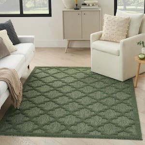 Easy Care Green 6 ft. x 9 ft. Trellis Contemporary Area Rug