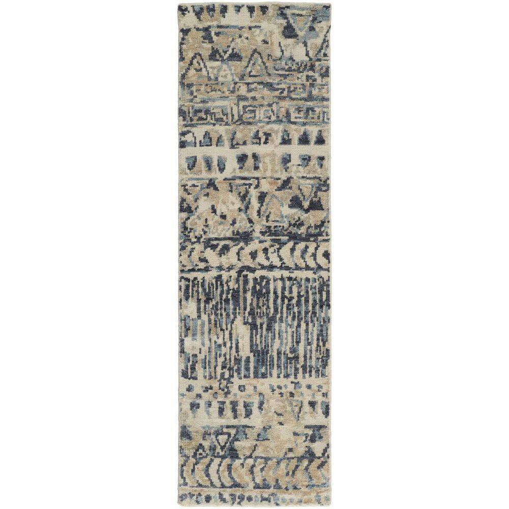 2 ft. x 8 ft. Ivory, Blue Abstract Runner Rug price history on PriceWatchPro
