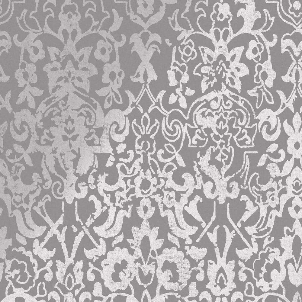 Luxurious Grey Damask Metallic Wallpaper Roll