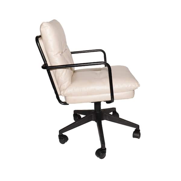 Beige Leather Fabric Office Chair With, Beige Leather Office Chair Uk
