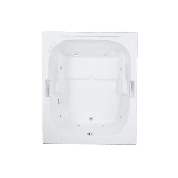 Comfortflo 60 in. x 60 in. Acrylic Square Drop-in Whirlpool Bathtub with Reversible Drain in Bone
