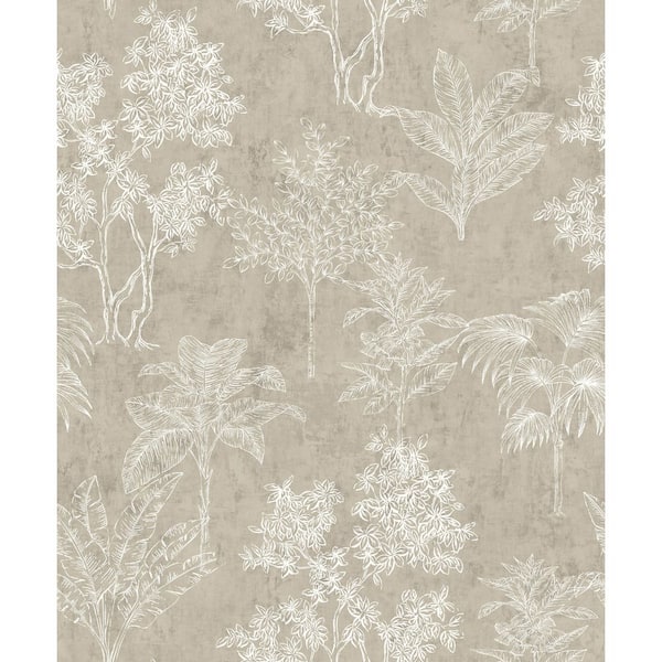 Unbranded Zen Collection Silver Floating Foliage Metallic Sheen Finish Non-Pasted Non-Woven Wallpaper Sample