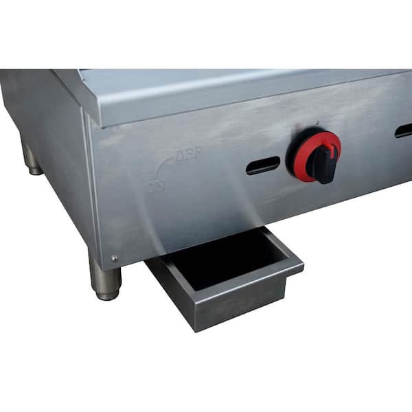 24 in. Commercial Griddle Gas Cooktop in Stainless Steel with 2 Burners