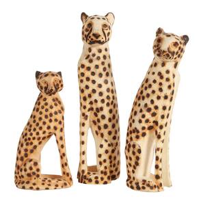 Hand-Carved Black and White Jacaranda Wood Cheetah Sculptures - Set of 3