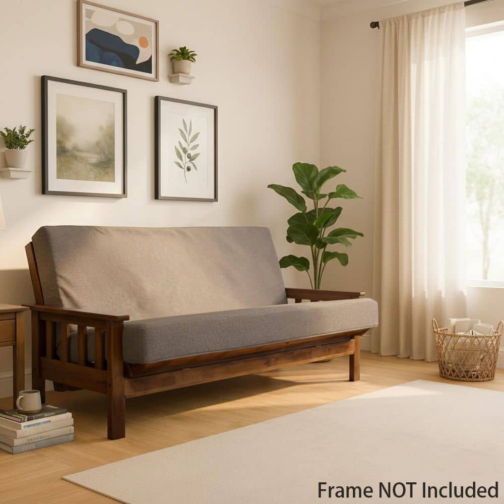 GJQKDY 74 x 54 in. Armless Polyester Rectangle Convertible Removeable Covers Memory Sofa in Mushroom Taupe