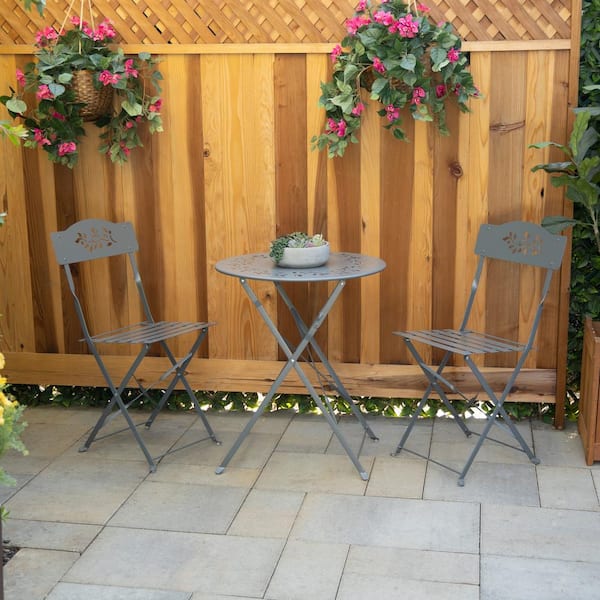 Indoor/Outdoor 3-Piece Bistro Set Folding Table and Chairs Patio Seating, Blue