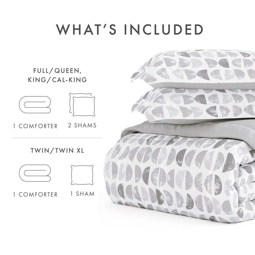 Full Gray Reversible Down Microfiber Comforter Set
