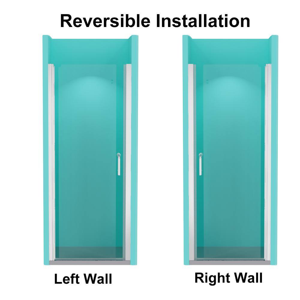 Chrome Semi-Frameless Pivot Shower Door with Clear Glass