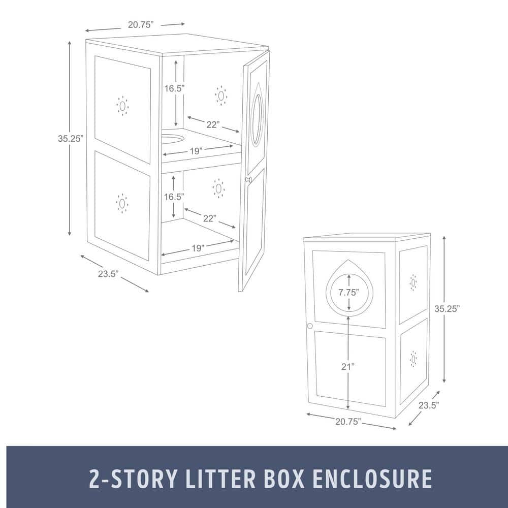 White Wooden 2-Story Cat Litter Box Enclosure