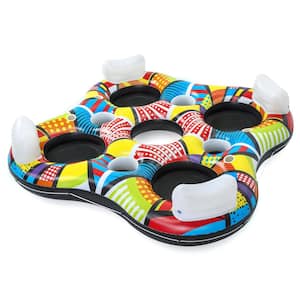 Hydro-Force Multicolor 102 in. PVC Groovy Rapid River Quad Tubing Float with Built-In Coolers