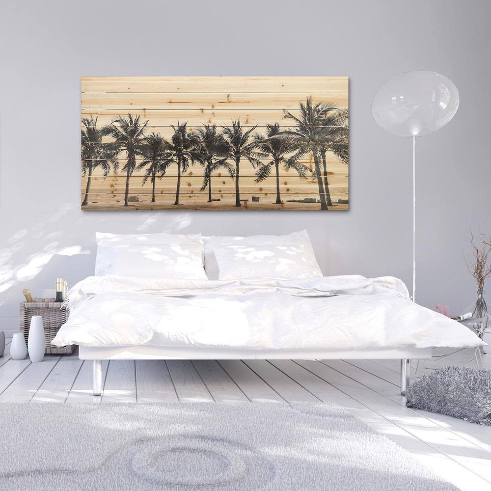 Solitary Beach Black and Beige Solid Fir Wood Wall Art