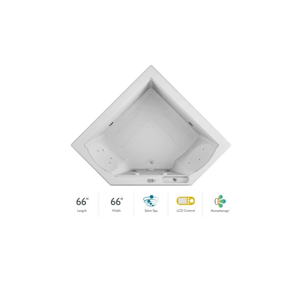 Fuzion 66" White Acrylic Corner Whirlpool Bathtub