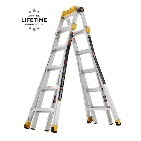 Gorilla Ladders 23 ft. Reach Aluminum Multi-Position Ladder with Project Top, 375 lbs. Load Capacity Type IAA Duty Rating