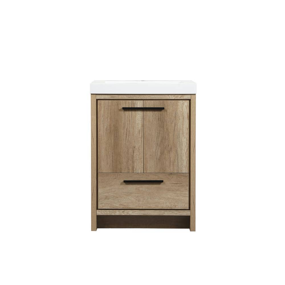 Simply Living 24 in. Single Bathroom Vanity in Natural Oak with Resin Vanit