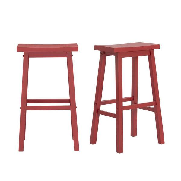Stylewell Chili Red Wood Backless, Backless Counter Height Stools Canada