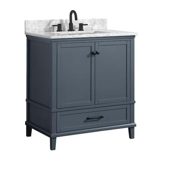 Home Decorators Collection Merryfield, 31 Inch White Bathroom Vanity With Marble Top