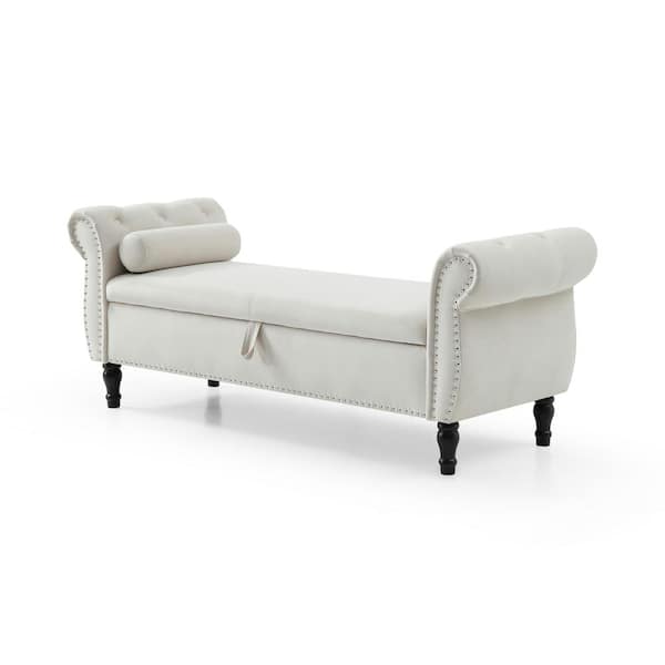 Donason Beige Storage Bench (63 in. L x 22.1 in. W x 24 in. H)
