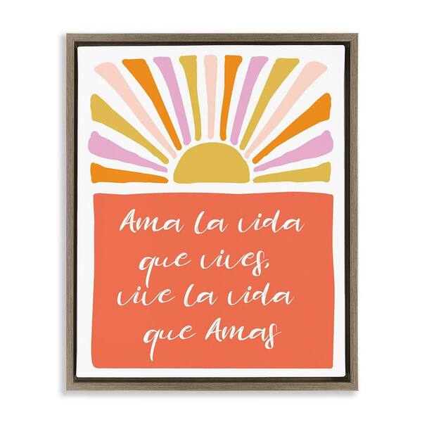 Stupell Industries Love the Life You Live by Elizabeth Medley Brown Floater Frame Typography Graphic Art Print 21 in. x 17 in.